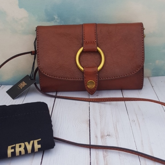 Frye Handbags - FRYE Cognac Leather Ring Wallet Crossbody NWT